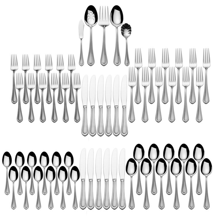 Mikasa Regent Bead 65 Piece 18/10 Stainless Steel Flatware Set, Service